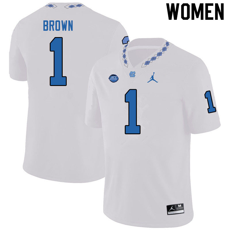 Jordan Brand Women #1 Khafre Brown North Carolina Tar Heels College Football Jerseys Sale-White